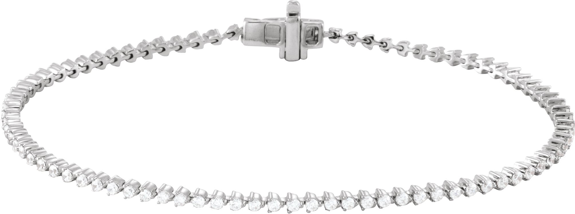 Brc907 / Bracelet / Set / 14K White / Round / Lab-Grown Diamond / 1.6Mm :: 1 1/2 Ctw / Si1-Si2, GH / 7 1/4 In / Polished / 1 1/2 Ctw Lab-Grown Line Bracelet