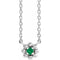 14K White Lab-Grown Emerald Beaded Youth 16