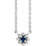 Sterling Silver Lab-Grown Blue Sapphire Beaded Youth 16" Necklace
