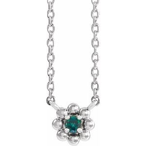 Platinum Lab-Grown Alexandrite Beaded Youth 16" Necklace