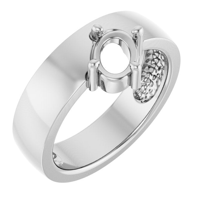 Sterling Silver 7x5 mm Oval Asymmetric Solitaire Ring Mounting