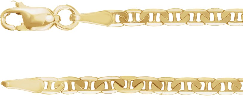14K Yellow Gold 2.25mm Curbed Anchor 18" Chain