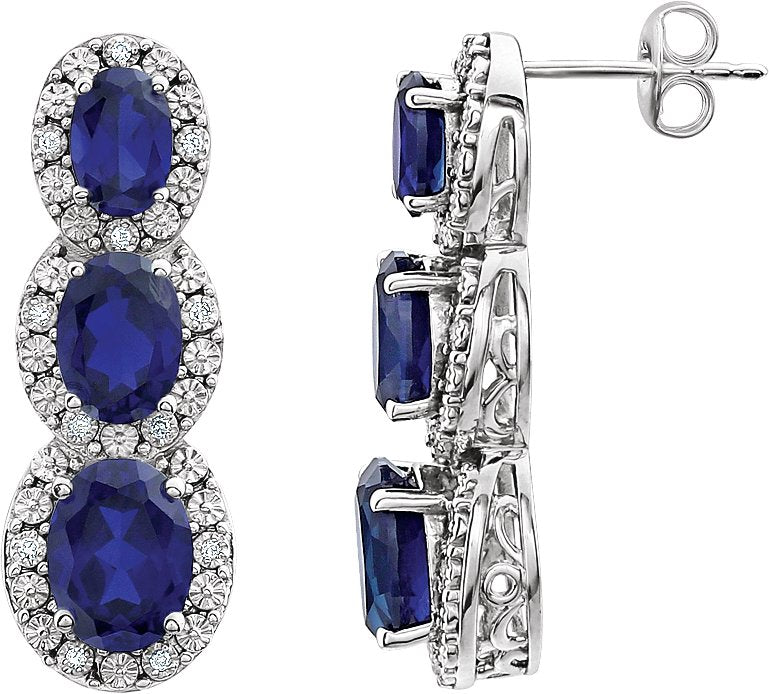 Three-Stone Halo Style Earrings