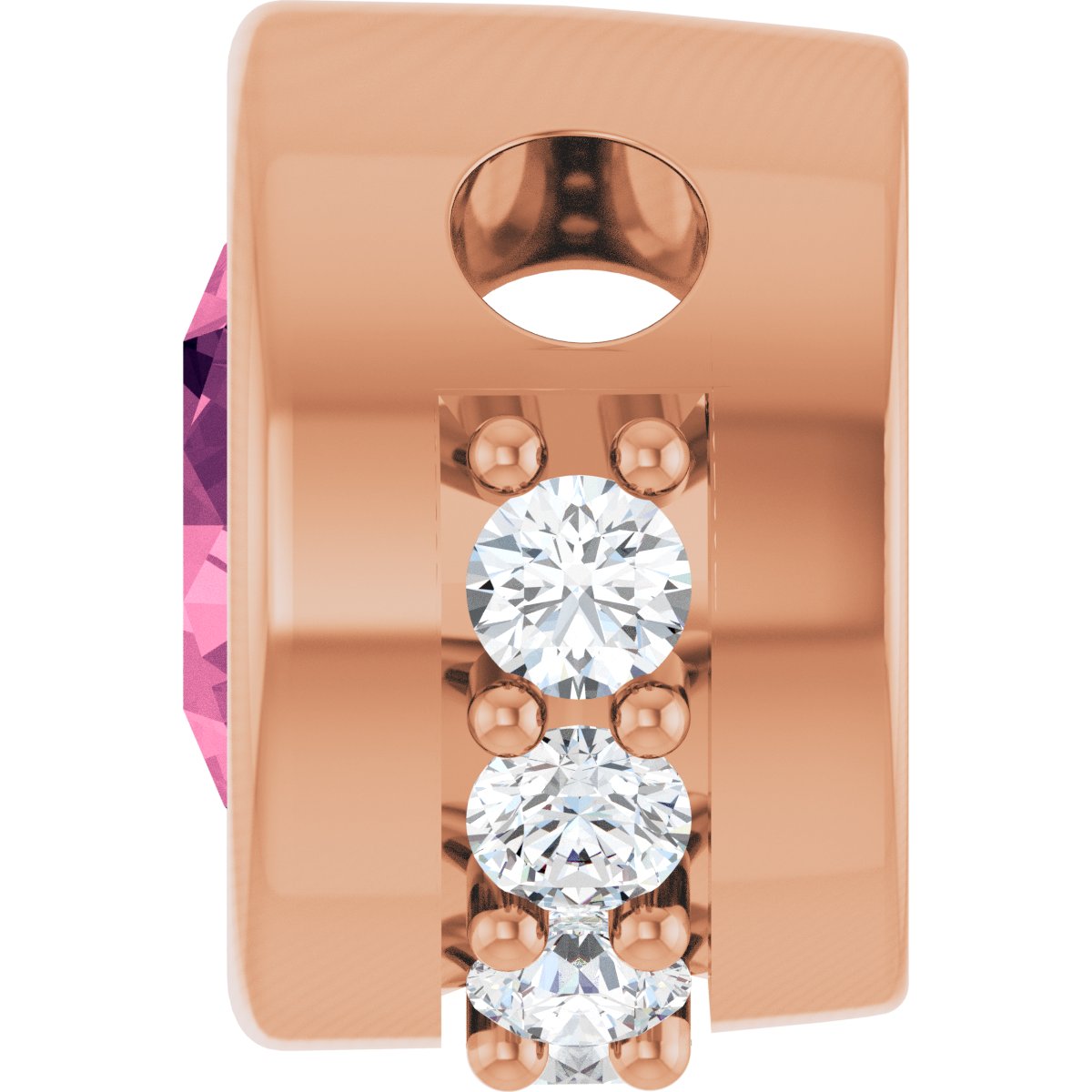 88577 / Pendant / Set / 14K Rose Gold / Round / Natural Pink Tourmaline / 5Mm :: 1/10 Ctw / Natural Diamond / I1, GH / Polished / Natural Pink Tourmaline And 1/10 Ctw Natural Diamond Pendant