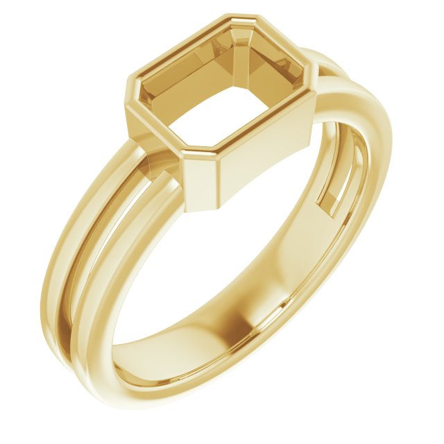 18K Yellow 7x5 mm Emerald Ring Mounting