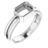 14K White 7x5 mm Emerald Ring Mounting