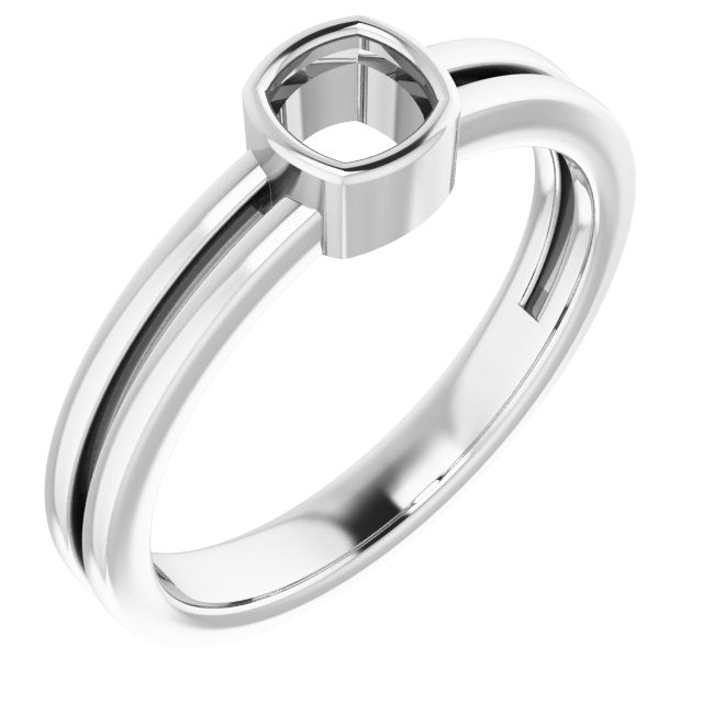 10K White 4mm Cushion Ring Mounting