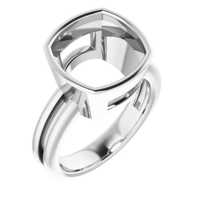 14K X1 White 11mm Cushion Ring Mounting
