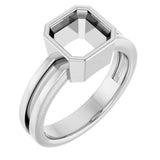 14K White 7mm Asscher Ring Mounting