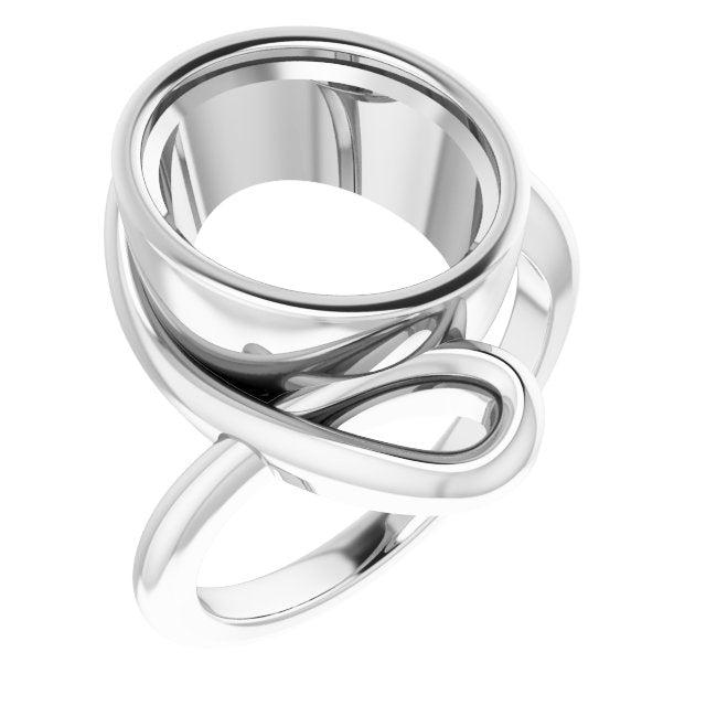 14K X1 White 12x10 mm Oval Ring Mounting