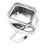 14K White 12x10 mm Emerald Ring Mounting