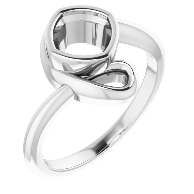 10K White 6mm Cushion Ring Mounting