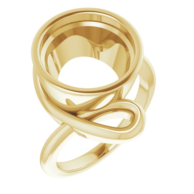 18K Yellow 12mm Round Ring Mounting