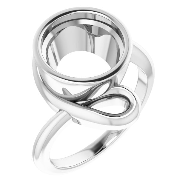18K White 10mm Round Ring Mounting