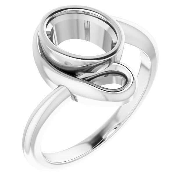 14K X1 White 8x6 mm Oval Ring Mounting