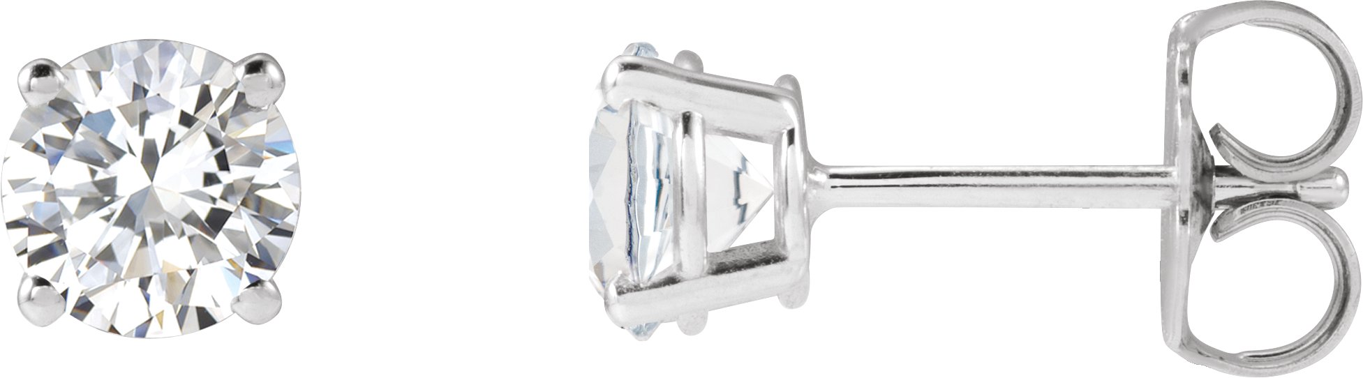 1874 / 14K White / Set / Round / Lab-Grown Diamond / Pair / 5Mm :: 1 Ctw / Si1-Si2, GH / Friction / Friction Backs Included / 4-Prong / Polished / 1 Ctw Lab-Grown Diamond Stud Earrings