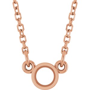 14K Rose 3 mm Round Bezel Set Solitaire 18" Necklace Mounting