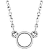 14K White 4.1 mm Round Bezel Set Solitaire 18" Necklace Mounting