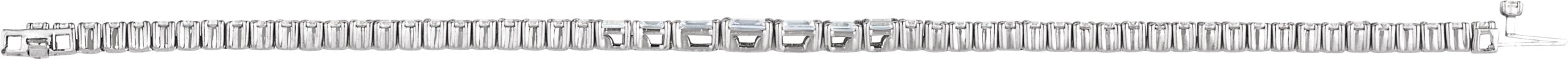 Brc977 / Bracelet / Set / 14K White / Emerald / Lab-Grown Diamond / Lab-Grown Diamond / 5.5 X 3.5Mm :: 4 5/8 Ctw / Si, GH / 7 In / Polished / 4 5/8 Ctw Lab-Grown Diamond Line Bracelet