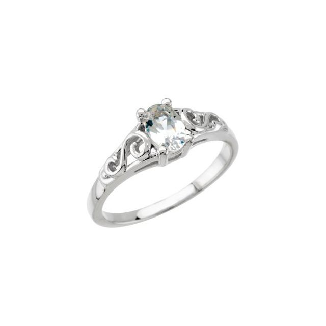 14KW April Youth Imitation Birthstone Ring