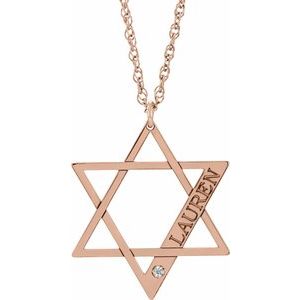 14K Rose Gold-Plated Sterling Silver Personalized Imitation Diamond Star of David 18" Necklace