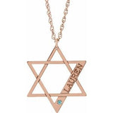 14K Rose Gold-Plated Sterling Silver Personalized Imitation Zircon Star of David 18" Necklace