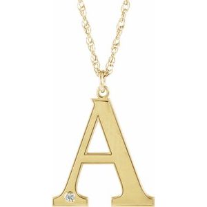 14K Yellow Gold-Plated Sterling Silver Engravable Imitation Diamond Initial A 18" Necklace