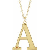 14K Yellow Gold-Plated Sterling Silver Engravable Imitation Citrine Initial A 18" Necklace
