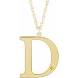 10K Yellow Engravable Imitation Citrine Initial D 18" Necklace