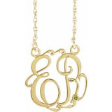 14K Yellow Gold-Plated Sterling Silver 20 mm 2-Initials Imitation Peridot Script Monogram 18" Necklace