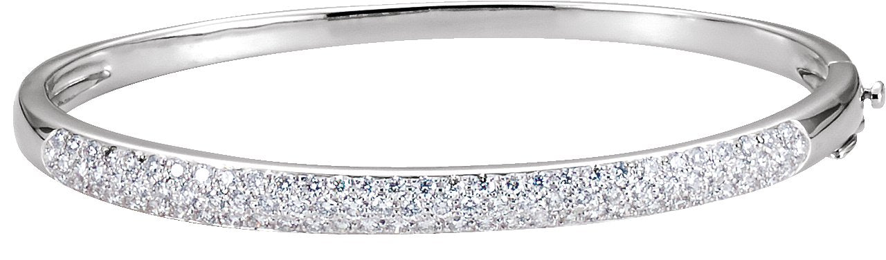 14K White Gold 1 1/2 CTW Natural Diamond Bangle 7" Bracelet