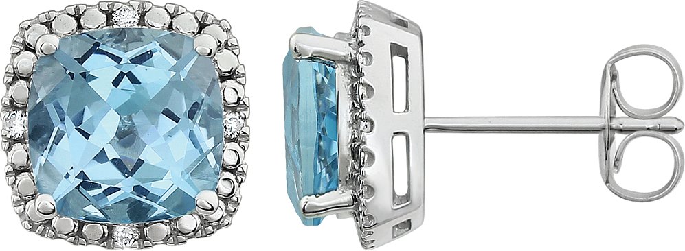 Cushion 4-Prong Halo Style Earrings