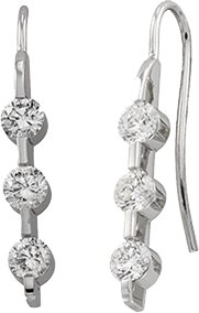 Three-Stone Bar Earrings