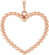 14K Rose Gold Beaded Heart Pendant