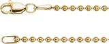 14K Yellow Gold 1.8mm Hollow Bead 20" Chain