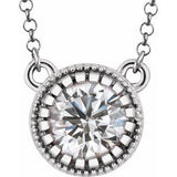 14K White Natural White Sapphire "April" 18" Birthstone Necklace