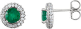Round 4-Prong Halo Style Earrings