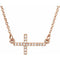 14K Rose .07 CTW Natural Diamond Sideways Cross 16-18