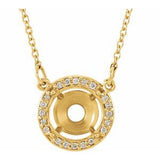 14K Yellow 10 mm Round .07 CTW Natural Diamond Semi-Set 16" Necklace