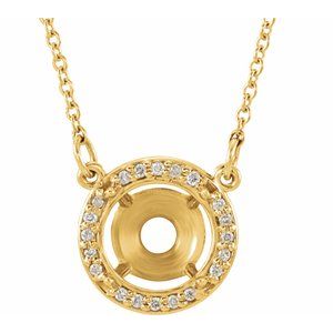 14K Yellow 10 mm Round .07 CTW Natural Diamond Semi-Set 16" Necklace