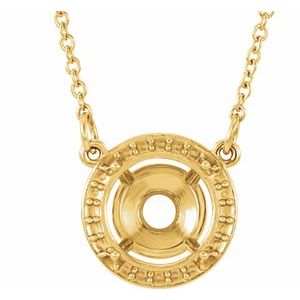 14K Yellow 10 mm Round Halo-Style 16" Necklace Mounting