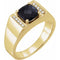 14K Yellow Natural Black Onyx & 1/10 CTW Natural Diamond Ring