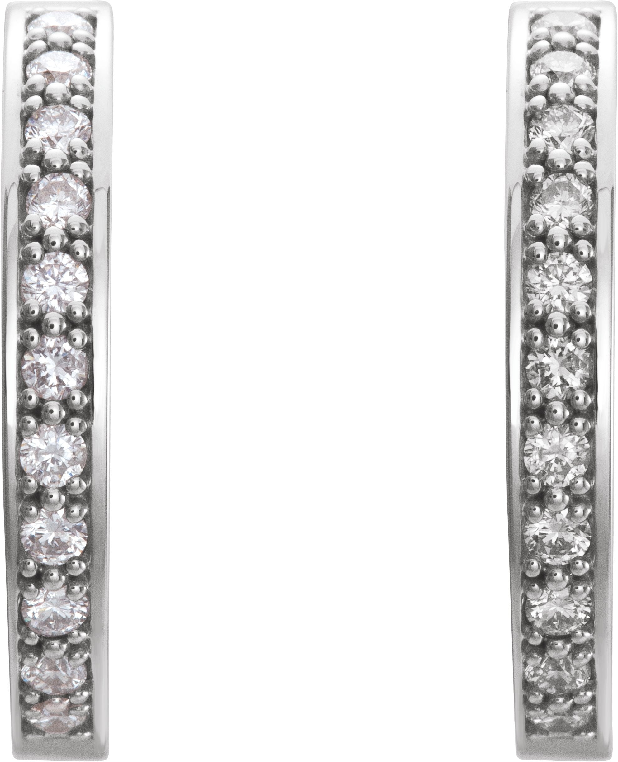 14K White Gold 3/4 CTW Natural Diamond Inside-Outside 18 mm Hoop Earrings