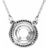 Platinum 10 mm Round Halo-Style 16" Necklace Mounting