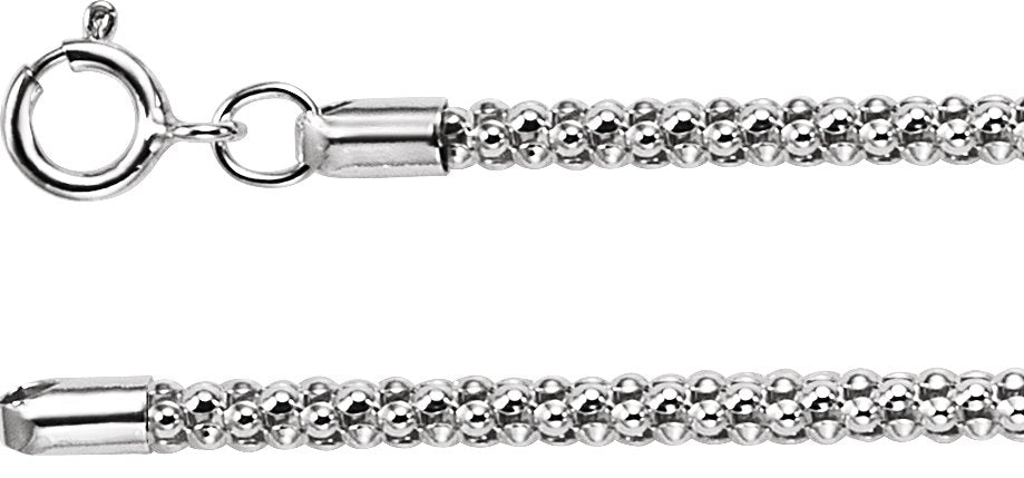 Sterling Silver 2.75mm Popcorn 20" Chain