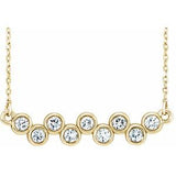 14K Yellow 1/2 CTW Natural Diamond Bezel Set Bar 16-18" Necklace