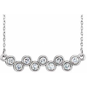 Platinum 1/2 CTW Natural Diamond Bezel Set Bar 16-18" Necklace