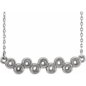 Sterling Silver Bezel Set Bar 16-18" Necklace Mounting