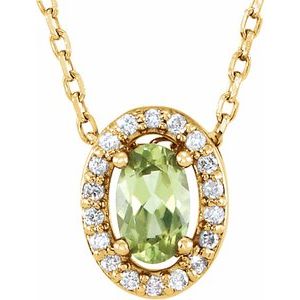 14K Yellow Natural Peridot & .04 CTW Natural Diamond 16" Necklace