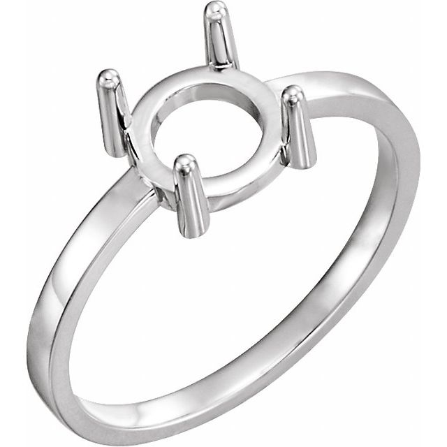 Palladium 6mm Round Cabochon Ring Mounting